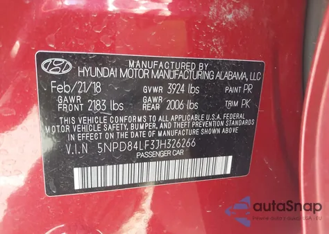 2018 Hyundai Elantra Sel из США, поврежденный, VIN 5NPD84LF3JH326266